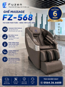 Tính năng nổi bật của ghế massage toàn thân 568 1. Thiết kế tinh tế, sang trọng Thiết kế đẹp mắt mang phong cách riêng của những dòng ghế Nhật, nhưng ghế massage 568 đã được cải tiến thêm một số điểm nhấn để tạo sự khác biệt như: 2 bên tai ghế được ốp nhựa bóng vô cùng tinh tế, nhìn rất sang trọng. Ngoài ra vẫn là phần da ghế được thêu nổi logo hình chữ Fuzen, tổng thể càng loát lên vẻ sang trọng và hiện đại. 2. Massage toàn diện với hệ thống túi khí khổng lồ Ghế massage toàn thân 568 được thiết kế với lượng lớn túi khí trải đều khắp cơ thể: tay, vai, hông, bắp chân… Chia làm ba loại là khí áp toàn thân, khí áp thân trên và khí áp thân dưới, cường độ khí áp cũng được chia thành ba cấp độ. Đặc biệt túi khí tay và chân được thiết kế dài hơn những dòng ghế massage thông thường. Giúp tối ưu trải nghiệm người dùng sản phẩm. Các túi khí ôm trọn cơ thể một cách hoàn hảo, bóp thả nhẹ nhàng. Kết hợp massage nhiệt hồng ngoại hỗ trợ tăng tuần hoàn máu. Đồng thời làm giảm tình trạng căng cơ, đau nhức xương khớp bắp co cứng, chuột rút,… Giúp người dùng nhanh chóng xua tan mệt mỏi. 3. Tự động dò tìm huyệt đạo nhờ công nghệ Body Scan Công nghệ Body Scan là công nghệ quét toàn bộ cơ thể người dùng để thu thập những thông tin như chiều cao, kích thước vai, vị trí huyệt đạo. Nhờ vậy, hệ thống con lăn tích hợp trong ghế massage có thể tác động đúng điểm đau và các huyệt đạo trên cơ thể. Từ đó hiệu quả massage sẽ được nâng cao vượt trội, giúp cho quá trình massage được khoa học và linh hoạt hơn. 4. Con lăn 4D mô phỏng thao tác massage chân thật Ghế massage 568 được tích hợp các con lăn liên tiếp với 3 cấp độ được đặt để phù hợp tại các huyệt đạo từ vai xuống hông, kết hợp trục lăn SL, hoàn toàn phù hợp với đường cong của lưng cơ thể người, cho phép người dùng tận hưởng được cảm giác massage ôm sát từ đầu đến chân. Trong đó kỹ thuật massage sử dụng các kỹ thuật xoa bóp giúp thư giãn cơ bắp, bấm huyệt ở bàn chân và trên cơ thể. cho người bị loãng xương và đau khớp hoặc vận động nhiều. 5. Chức năng nhiệt hồng ngoại nâng cao hiệu quả massage Việc tác động nhiệt vào cơ thể ở một mức độ hợp lý, tại khu vực thích hợp sẽ giúp tăng nhiệt lượng cơ thể thông qua việc máu lưu thông tuần hoàn, các mô cơ bị tổn thương trong quá trình làm việc và vận động hàng ngày còn được phục hồi nhanh hơn thông qua các Protein có ích được sản sinh trong quá trình tác động nhiệt. Không những thế, ngoài nhiệt hồng ngoại ở lưng, chân ghế mát xa Fuzen cũng được trang bị hệ thống sưởi Graphene giúp cải thiện , lưu thông máu. Ngoài ra việc tác động nhiệt còn giúp cho cơ thể giữ một nhiệt lượng tốt, giúp phòng chống và ngăn ngừa các vấn đề về căng cứng cơ, tê mỏi tay chân ở người lớn tuổi, nhất là những người ở các vùng có khí hậu lạnh. 6. Điều khiển bằng giọng nói nhờ công nghệ AI thông minh Công nghệ điều khiển bằng giọng nói thông minh cho phép người dùng kích hoạt chương trình massage ngay lập tức mà không cần sử dụng đến bảng điều khiển giúp điều khiển ghế massage. Người dùng chỉ cần đọc các câu lệnh có sẵn là 568 sẽ ngay lập tức phản hồi và đáp ứng yêu cầu của bạn. Fuzen 568 Giúp bạn dễ dàng và tận hưởng trọn vẹn cảm giác thư giãn, thoải mái. 7. Cảm giác ‘lơ lửng’ trên không với chế độ Zero Gravity Lấy cảm hứng từ NASA, vị trí massage không trọng lực (Zero Gravity) là vị trí hoàn hảo cho trải nghiệm massage tuyệt đỉnh. Khi được đặt ở vị trí không trọng lực, trọng lượng cơ thể sẽ được dàn trải đều, giảm sự đè nén dọc theo cột sống và đem lại cho bạn cảm giác bồng bềnh thoải mái. Ở vị trí này, khi đầu gối được đưa lên phía trên ngực cũng sẽ giúp tối ưu hóa lưu lượng máu và giúp thư giãn toàn thân tối đa. 8. Khả năng massage chân chuyên sâu vượt trội Điểm đặc biệt của mẫu ghế massage 568 mới này chính là hệ thống massage chân với khung nhựa sang trọng và khả năng massage chuyên sâu vượt trội. Không còn là những thiết kế bọc da đơn giản nữa, 568 được thiết kế với phần khung nhựa bóng loáng, vừa tô điểm thêm cho vẻ ngoài sang trọng và hiện đại, lại vừa giúp người dùng dễ dàng bảo quản hơn. Tránh được tình trạng xước ra, bong da, nổ da, đồng thời dễ dàng lau chùi vệ sinh hơn. Ngoài ra, hệ thống túi khí phần chân được bố trí cao hơn, to hơn và kín hơn, ôm sát đôi chân người dùng và thực hiện các thao tác massage chuyên nghiệp. Chỉ với 15 – 20 phút mỗi ngày, đôi chân sẽ được chăm sóc chu đáo, xua tan mọi đau mỏi và trả lại cảm giác thư thái, dễ chịu. 9. Vừa massage thư giãn vừa nghe nhạc Với hệ thống kết nối Bluetooth 5.0 thông minh kết hợp với bộ loa ghế cao cấp được thiết kế theo công nghệ HiFi hiện đại giúp người dùng có thể vừa massage thư giãn vừa nghe nhạc tạo ra một môi trường nghỉ ngơi trọn vẹn nhất. 10. Tích hợp sạc không dây siêu tiện lợi Sự nâng cấp rõ ràng so với phiên bản cũ được thể hiện ở việc ghế massage 568 luôn biết cách để tối ưu trải nghiệm massage của người dùng. Chức năng tích hợp sạc không dây ngay trên tay ghế là một cải tiến mới mẻ và đầy ấn tượng. Mặc dù chỉ có mức giá chưa tới 40 triệu đồng nhưng những tính năng mà 568 phiên bản mới mang đến còn vượt trội hơn rất nhiều các dòng ghế massage cao cấp khác ngoài thị trường. Chức năng này là kết quả của sự nghiên cứu và thấu hiểu người dùng của Fuzen. Vừa có thể thoải mái tận hưởng massage, vừa có thể đặt điện thoại trên tay ghế và sử dụng khi cần, đồng thời vừa có thể kết nối điện thoại đó với loa bluetooth để nghe nhạc. Thật là một trải nghiệm thư giãn tuyệt vời ngay tại nhà phải không nào?